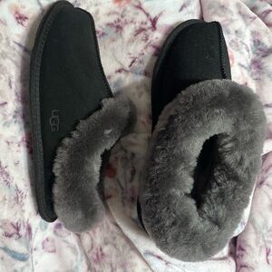 UGG Black Slippers with Soft Gray Lining